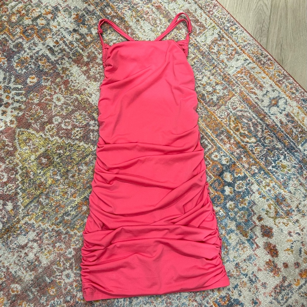 Hot pink bodycon mini dress